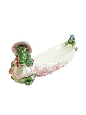 Fitz & Floyd Whimsical Ceramic Alligator Crocodile Decorative Serving Dish